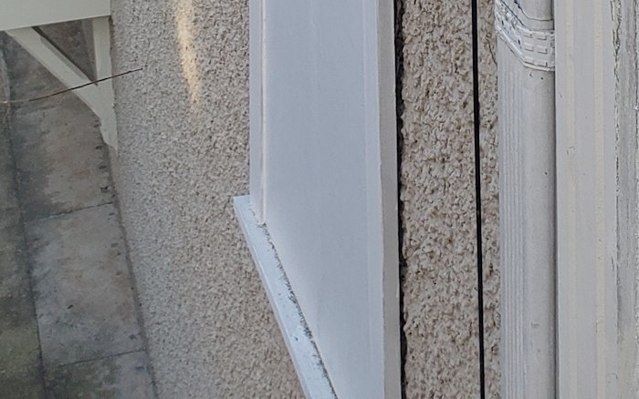 All the sills on this remodel are angled backwards.