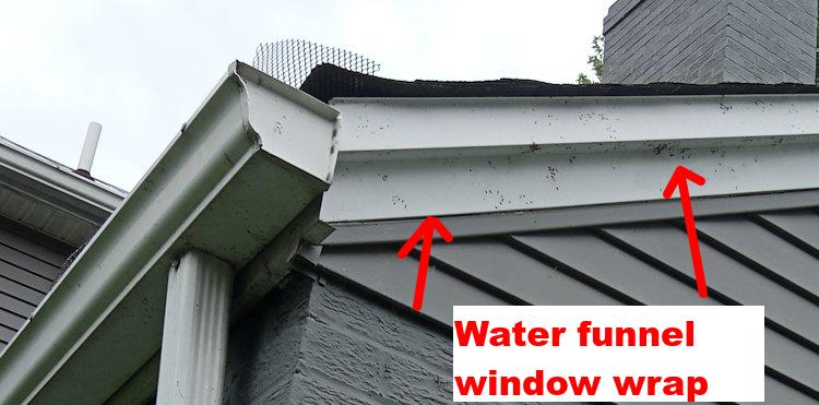 Metal fascia wrap causes leak.