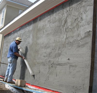 Wood wool board is used for a lime plaster base