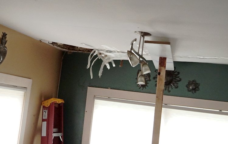 Ceiling collapses.